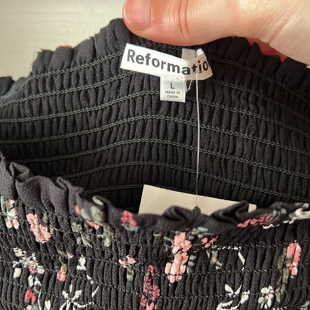 Reformation Pinto Shirred Floral Print Blouse in Jolene Size L - Picture 8 of 12